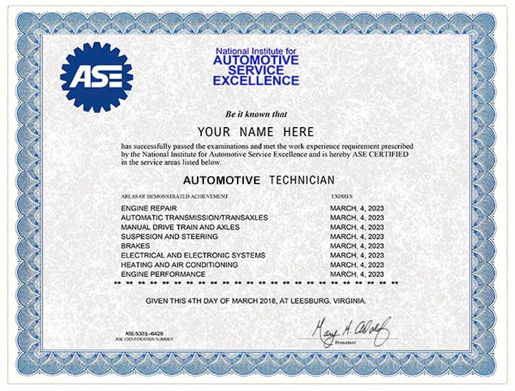 All Ase Certifications Master of Documents